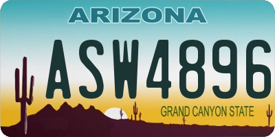 AZ license plate ASW4896
