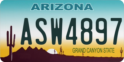 AZ license plate ASW4897