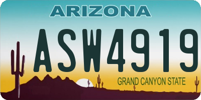 AZ license plate ASW4919
