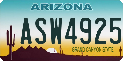 AZ license plate ASW4925