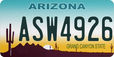 AZ license plate ASW4926
