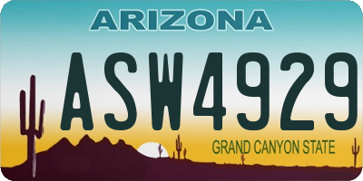 AZ license plate ASW4929