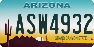 AZ license plate ASW4932