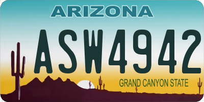 AZ license plate ASW4942