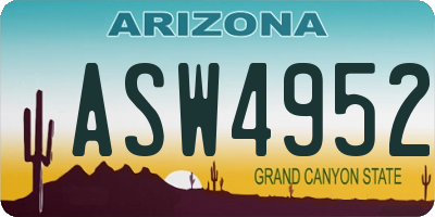 AZ license plate ASW4952