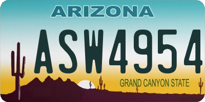 AZ license plate ASW4954