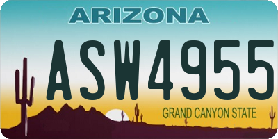 AZ license plate ASW4955