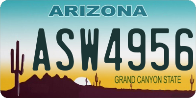 AZ license plate ASW4956