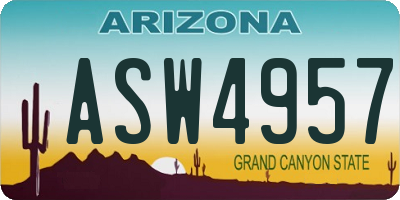 AZ license plate ASW4957