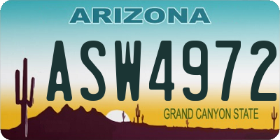 AZ license plate ASW4972
