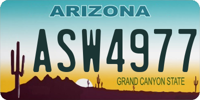 AZ license plate ASW4977