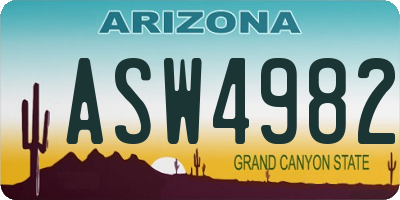 AZ license plate ASW4982