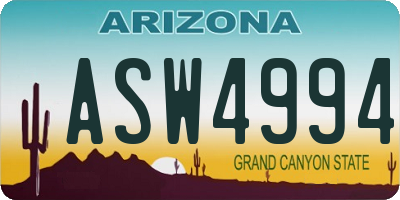 AZ license plate ASW4994