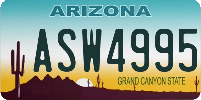 AZ license plate ASW4995