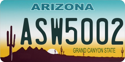 AZ license plate ASW5002