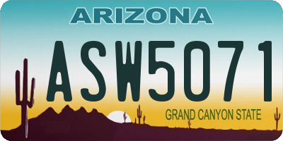 AZ license plate ASW5071