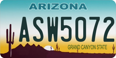 AZ license plate ASW5072