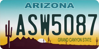 AZ license plate ASW5087