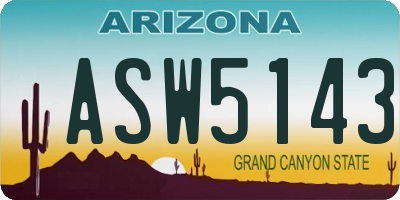 AZ license plate ASW5143