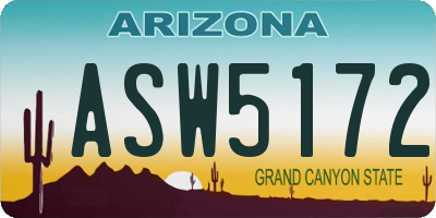 AZ license plate ASW5172