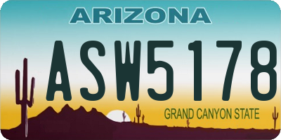 AZ license plate ASW5178