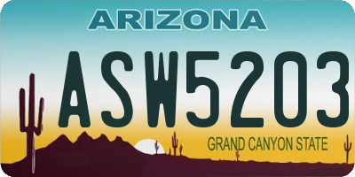 AZ license plate ASW5203