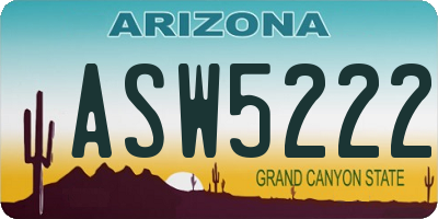 AZ license plate ASW5222