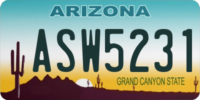 AZ license plate ASW5231