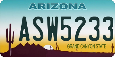 AZ license plate ASW5233