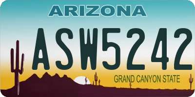 AZ license plate ASW5242