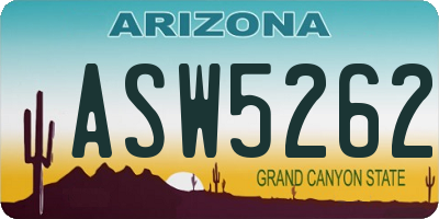 AZ license plate ASW5262
