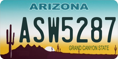 AZ license plate ASW5287