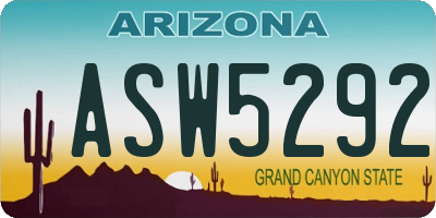 AZ license plate ASW5292