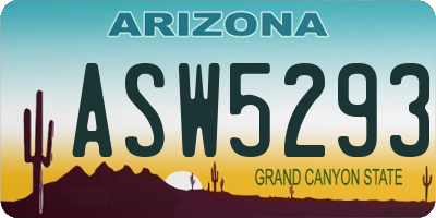 AZ license plate ASW5293
