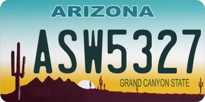 AZ license plate ASW5327