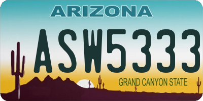 AZ license plate ASW5333