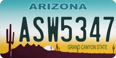 AZ license plate ASW5347