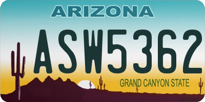 AZ license plate ASW5362
