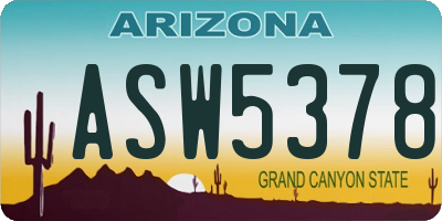 AZ license plate ASW5378
