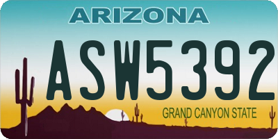 AZ license plate ASW5392