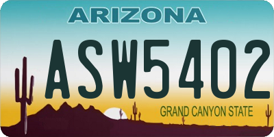 AZ license plate ASW5402