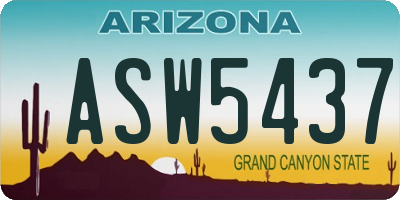AZ license plate ASW5437