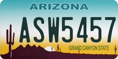 AZ license plate ASW5457