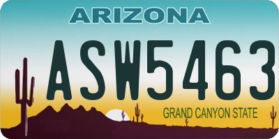 AZ license plate ASW5463