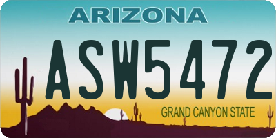 AZ license plate ASW5472