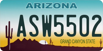 AZ license plate ASW5502