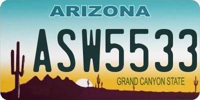 AZ license plate ASW5533