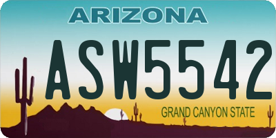 AZ license plate ASW5542