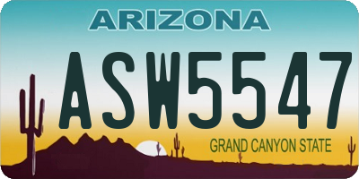 AZ license plate ASW5547