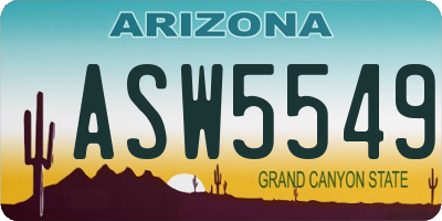 AZ license plate ASW5549